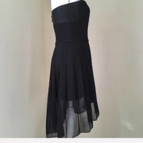 BCBG Black Strapless Corset Silk Chiffon Hi-Low Dress 4 - Picture 7 of 8